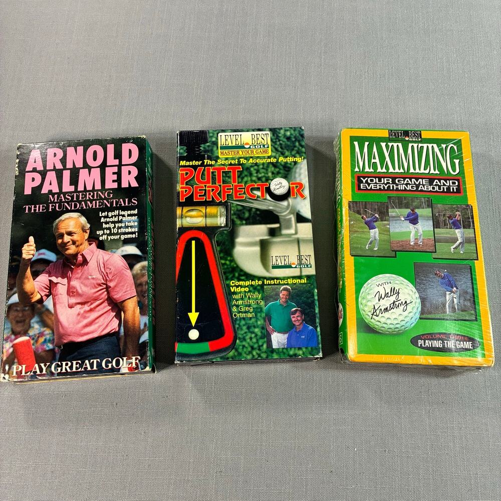 Golf Instruction VHS Lot Arnold Palmer Putt Perfector Wally Armstrong 3 Tape